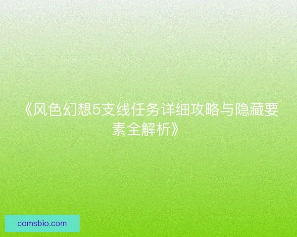 《风色幻想5支线任务详细攻略与隐藏要素全解析》 《风色幻想5支线任务详细攻略与隐藏要素全解析》
