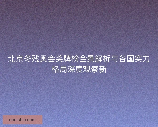 北京冬残奥会奖牌榜全景解析与各国实力格局深度观察新 北京冬残奥会奖牌榜全景解析与各国实力格局深度观察新